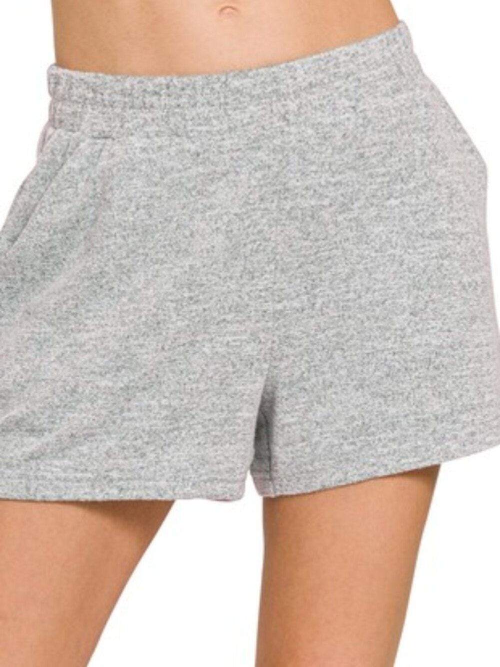 B106 Soft Melange Hacci Elastic Waist Band Short Pants in Black NEW